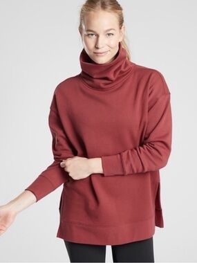 Athleta Maple Red 24/7 Funnel Neck Sweater Women’s Size Medium